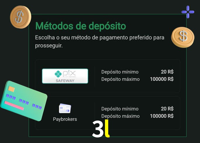 O cassino 3l oferece uma grande variedade de métodos de pagamento